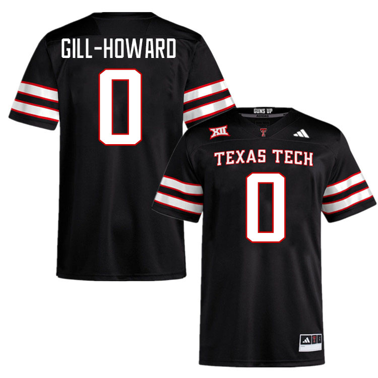 #0 Skyler Gill-Howard Texas Tech Red Raiders Jerseys College Football Uniforms Stitched-Black  #0 Skyler Gill-Howard Texas Tech Red Raiders Jerseys College Football Uniforms Stitched-Black